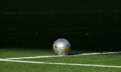 CARSON, CA - MARCH 18: A detailed view of the game ball on the pitch during the MLS match between D.C. United and the Los Angeles Galaxy at The Home Depot Center on March 18, 2012 in Carson, California. The Galaxy defeated United 3-1. (Photo by Victor Decolongon/Getty Images)