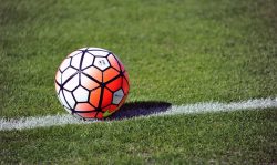 Soccer Ball sits in the grass prior to an MLS matchup
