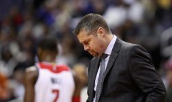 WASHINGTON, DC - NOVEMBER 28: Head coach David Joerger of the Sacramento Kings looks on against the Washington Wizards at Verizon Center on November 28, 2016 in Washington, DC. NOTE TO USER: User expressly acknowledges and agrees that, by downloading and or using this photograph, User is consenting to the terms and conditions of the Getty Images License Agreement. (Photo by Rob Carr/Getty Images)