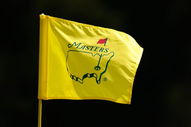 A pin flag is displayed during a practice round prior to the Masters at Augusta National Golf Club on April 07, 2021 in Augusta, Georgia. (Photo by Jared C. Tilton/Getty Images)