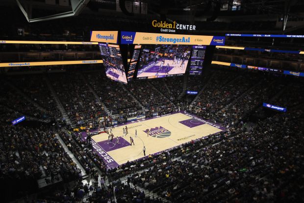 SACRAMENTO, CA - DECEMBER 12: A general view of the Sacramento Kings playing the Los Angeles Lakers at Golden 1 Center on December 12, 2016 in Sacramento, California. NOTE TO USER: User expressly acknowledges and agrees that, by downloading and or using this photograph, User is consenting to the terms and conditions of the Getty Images License Agreement. (Photo by Ezra Shaw/Getty Images)