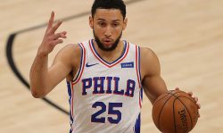 ATLANTA, GEORGIA - JUNE 18: Ben Simmons #25 of the Philadelphia 76ers calls out a play against the Atlanta Hawks during the first half of game 6 of the Eastern Conference Semifinals at State Farm Arena on June 18, 2021 in Atlanta, Georgia. NOTE TO USER: User expressly acknowledges and agrees that, by downloading and or using this photograph, User is consenting to the terms and conditions of the Getty Images License Agreement. (Photo by Kevin C. Cox/Getty Images)