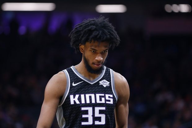 SACRAMENTO, CALIFORNIA - DECEMBER 26: Marvin Bagley III #35 of the Sacramento Kings looks on against the Minnesota Timberwolves in the first half at Golden 1 Center on December 26, 2019 in Sacramento, California. NOTE TO USER: User expressly acknowledges and agrees that, by downloading and/or using this photograph, user is consenting to the terms and conditions of the Getty Images License Agreement. (Photo by Lachlan Cunningham/Getty Images)