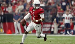 GLENDALE, ARIZONA - OCTOBER 24: Kyler Murray #1 of the Arizona Cardinals drops back to pass in the second quarter against the Houston Texans in the game at State Farm Stadium on October 24, 2021 in Glendale, Arizona.