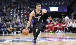 SACRAMENTO, CALIFORNIA - JANUARY 14: Tyrese Haliburton #0 of the Sacramento Kings dribbling the ball up court against the Houston Rockets during the first quarter at Golden 1 Center on January 14, 2022 in Sacramento, California. NOTE TO USER: User expressly acknowledges and agrees that, by downloading and/or using this photograph, User is consenting to the terms and conditions of the Getty Images License Agreement. (Photo by Thearon W. Henderson/Getty Images)