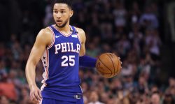 BOSTON, MA - MAY 3: Ben Simmons #25 of the Philadelphia 76ers dribbles against the Boston Celtics during the second quarter of Game Two of the Eastern Conference Second Round of the 2018 NBA Playoffs at TD Garden on May 3, 2018 in Boston, Massachusetts. (Photo by Maddie Meyer/Getty Images)