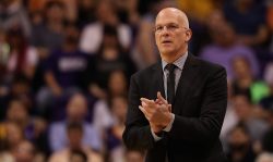 PHOENIX, AZ - NOVEMBER 13: Interim head coach Jay Triano of the Phoenix Suns reacts during the first half of the NBA game against the Los Angeles Lakers at Talking Stick Resort Arena on November 13, 2017 in Phoenix, Arizona. The Lakers defeated the Suns 100-93. NOTE TO USER: User expressly acknowledges and agrees that, by downloading and or using this photograph, User is consenting to the terms and conditions of the Getty Images License Agreement. (Photo by Christian Petersen/Getty Images)